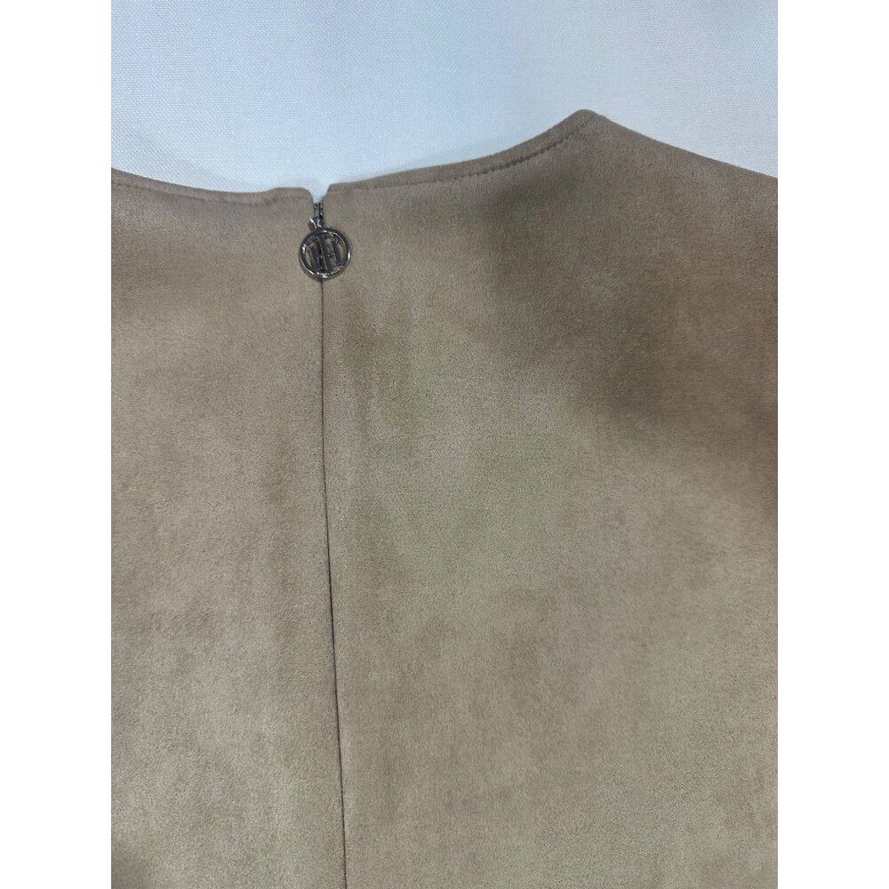 Tommy Hilfiger Women's Faux Suede Short Sleeve Jewel Neck Mini Shift Dress S -10 - Picture 2 of 10